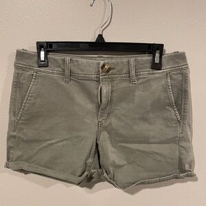 American Eagle Women's Olive Green Midi Shorts